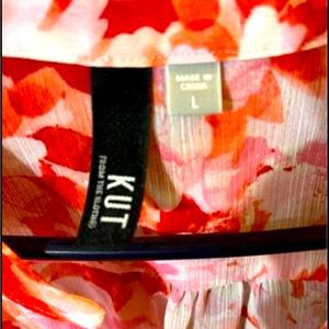 Kut From The Kloth Floral Print Chiffon Blouse Size L Excellent Condition